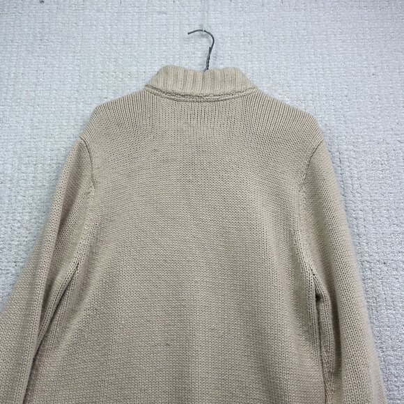 Guess  Cable Knit Fisherman Sweater Mens Sz L Off-White Beige Heavyweight Grunge - Picture 12 of 12